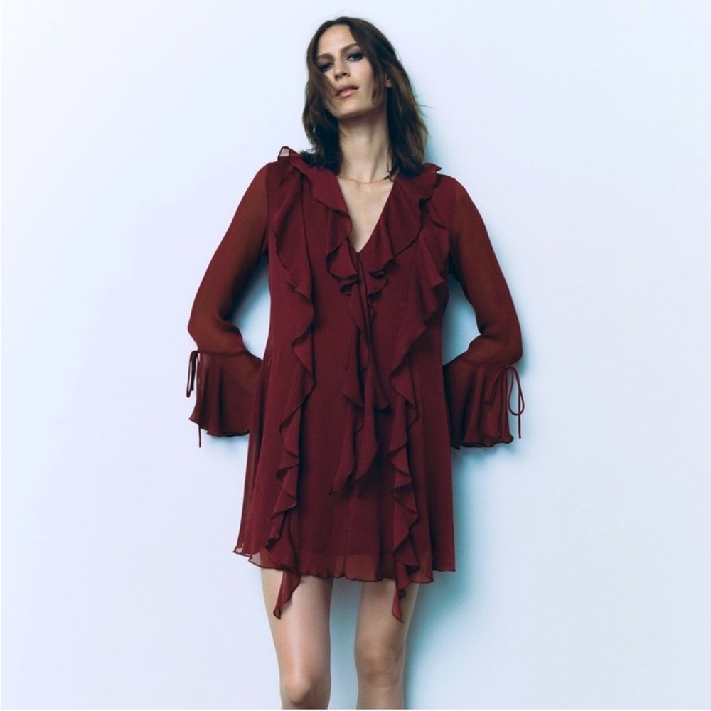 Zara RUFFLED MINI DRESS